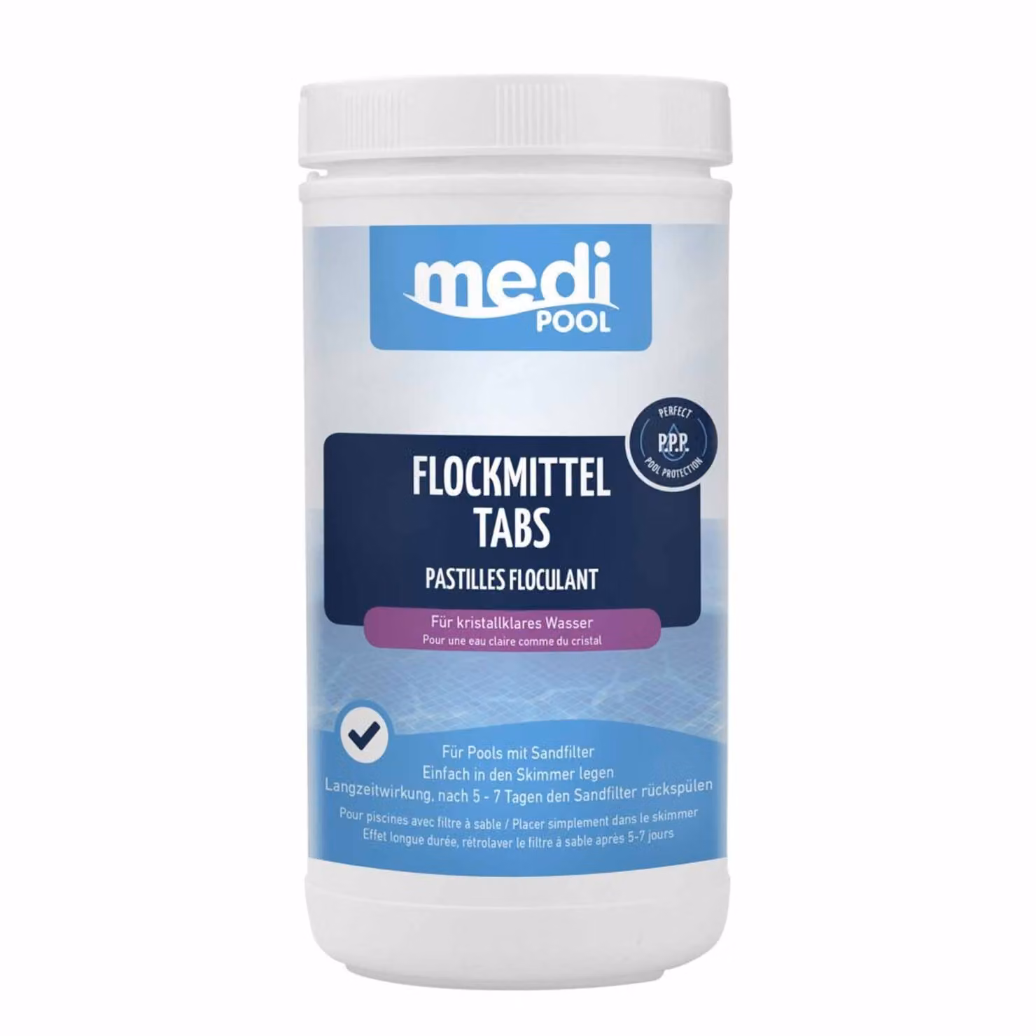 mediPOOL Pastiglie flocculanti 1 kg (8 x 125 g), cartucce flocculanti, flocculanti, cartucce flocculanti