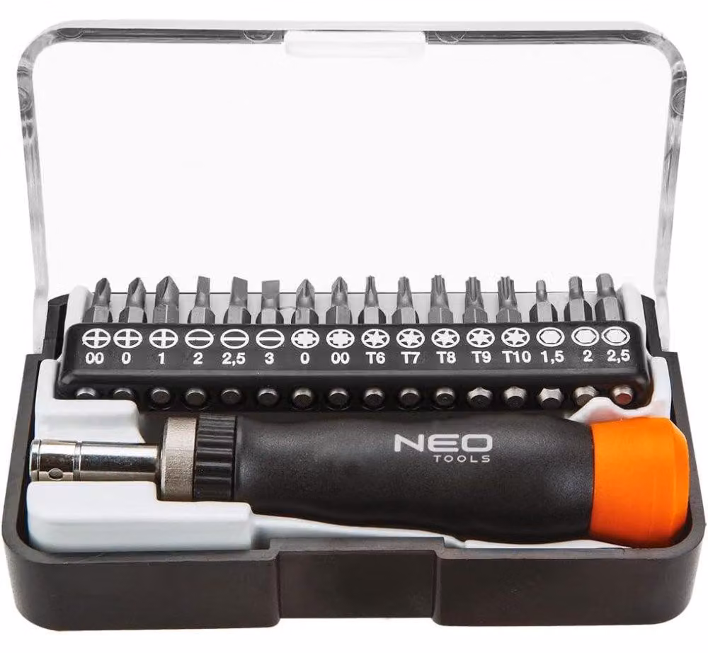 NEO TOOLS Inserti per cacciaviti di precisione con impugnatura, set di 17 pezzi.