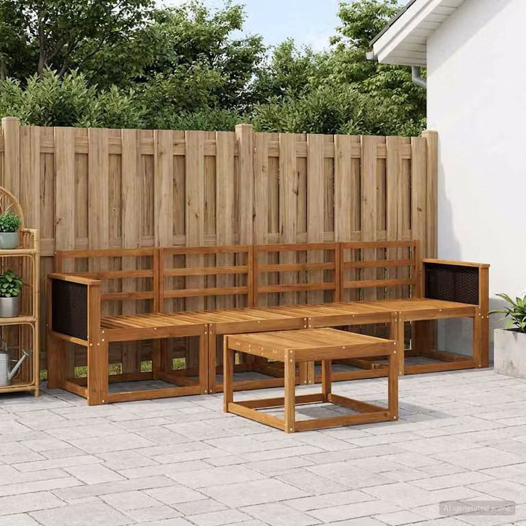 Set di divani da esterno vidaXL 4 pezzi in legno di acacia massello marrone con cuscini inclusi