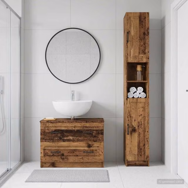 Set di Armadi da Bagno da 2 Pezzi UTRECHT Legno antico 3417574