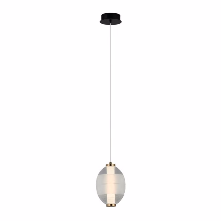 Lampada a sospensione decorativa per soggiorno sopra il tavolo paralume decorativo in vetro rigato colore caldo LED 8W RINOT Italux
