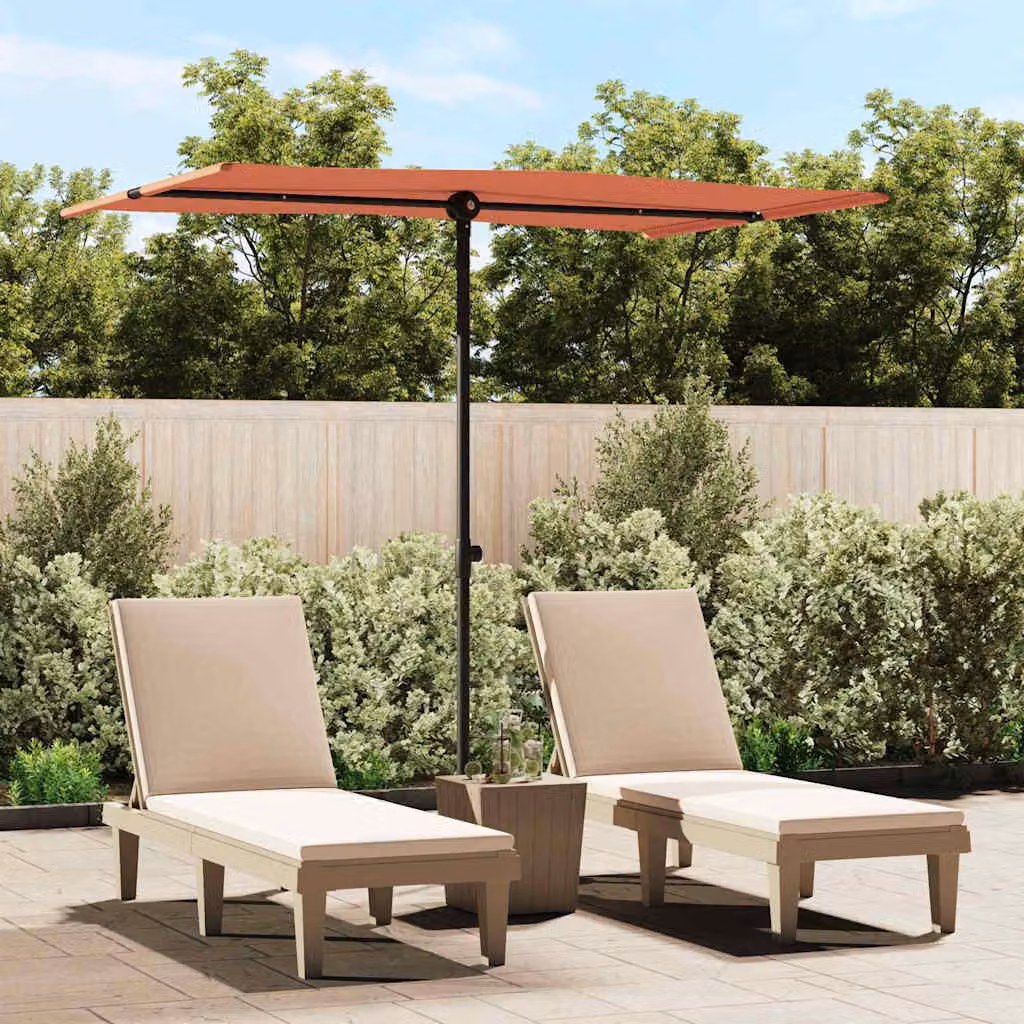 Ombrellone da Giardino vidaXL con Palo in Alluminio e Copertura in Poliestere, Colore Terracotta, L: 200 cm, P: 150 cm, H: 215 cm