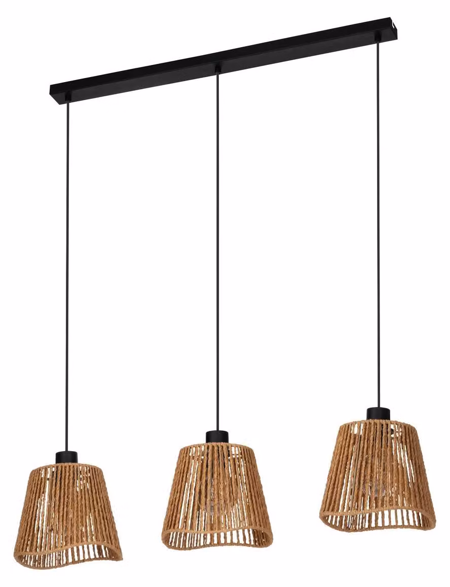 EGLO lampada a sospensione ''Lavister'', 3 luci, E27, acciaio, carta/naturale