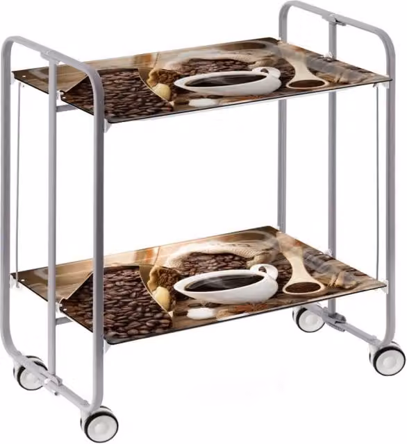 Carrello da cucina pieghevole Don Hierro grigio con 2 ripiani e ruote L/P/H: 72,0 x 43,0 x 66,0 cm