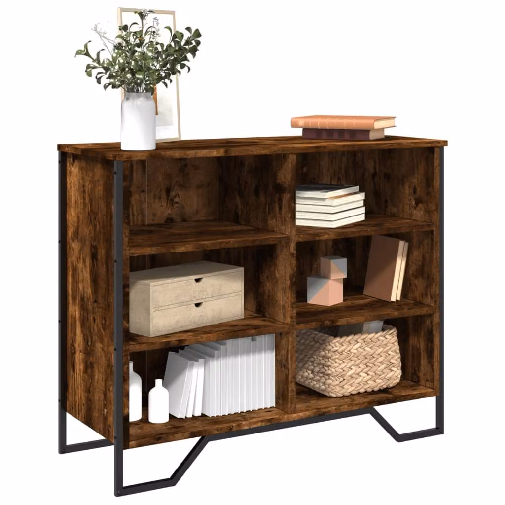 Credenza moderna vidaXL in legno Rovere Fumo, L: 91 cm, P: 35,5 cm, H: 74,5 cm