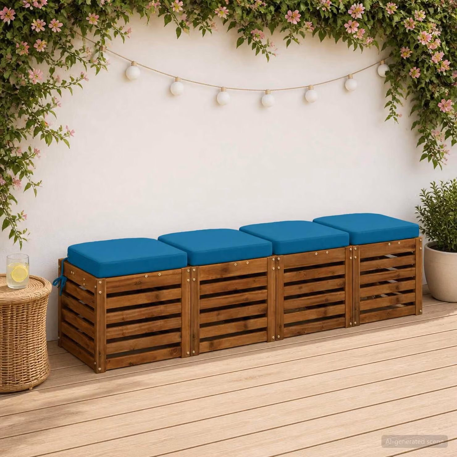 Set di 4 cuscini per sedile vidaXL SOEST in poliestere blu con imbottitura in schiuma e rivestimento rimovibile