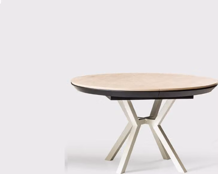 Modern Küchentisch Esszimmertisch Ausziehbarer Runder Holz Beige Tisch