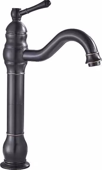 Rubinetto per lavabo da bagno, struttura in ottone, miscelatore caldo e freddo, nero alto