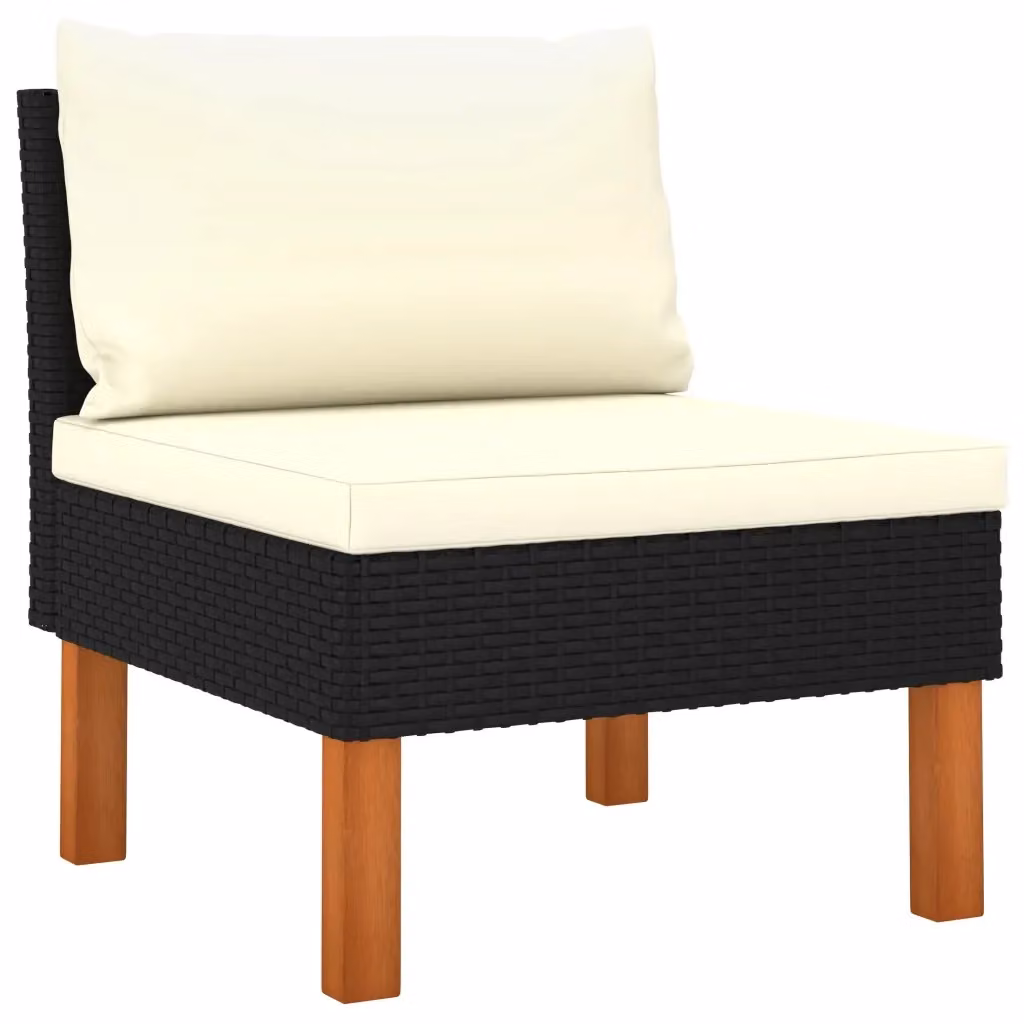 Set di 3 poltrone da giardino vidaXL in rattan e legno di eucalipto oliato, stile moderno, bianco e nero – 2