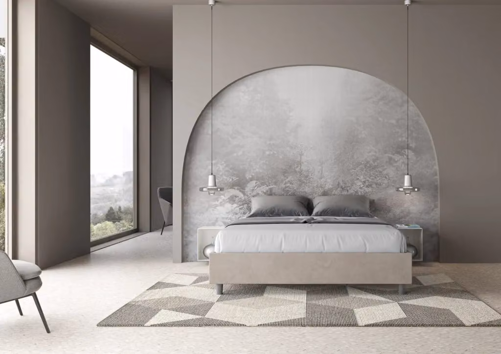 Letto Matrimoniale Sommier Azelia GIORDANOSHOP con Contenitore e Rete, Colore Sabbia, L/P/H: 195 x 222 x 39 cm – 2