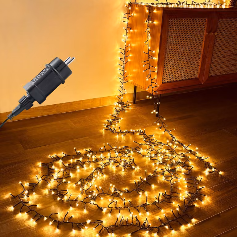 Catena luminosa a LED, 20 metri, 1000 LED a luce calda, grado di protezione IP44
