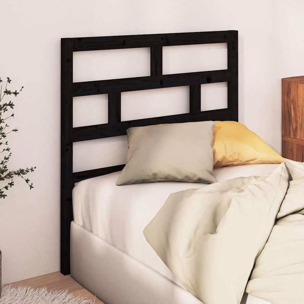 Testiera per Letto vidaXL in Legno Massello di Pino Nero L: 106 cm, P: 4 cm, H: 100 cm