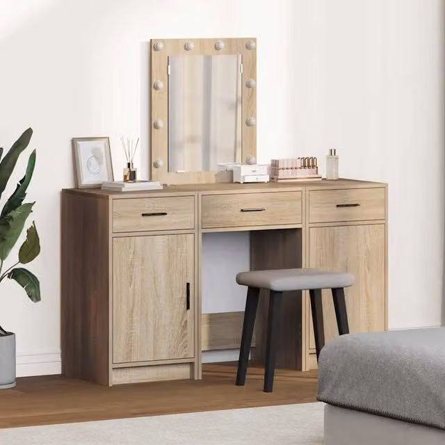 Tavolo da trucco moderno vidaXL in legno marrone L/P/H: 50 x 41 x 135 cm