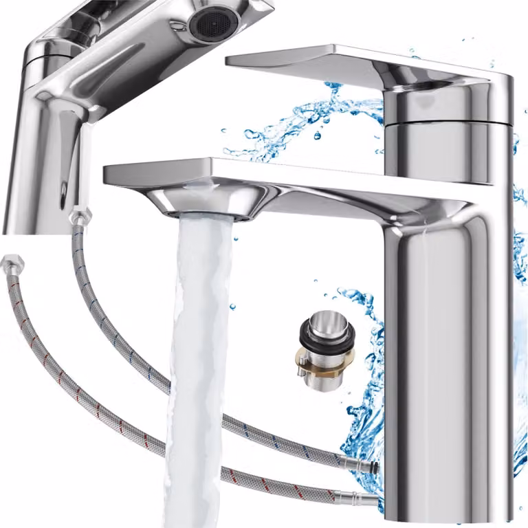 Granitan - Miscelatore lavabo - Rubinetto bagno altezza 14,7 cm - Rubinetto cromato - ottone - CABO