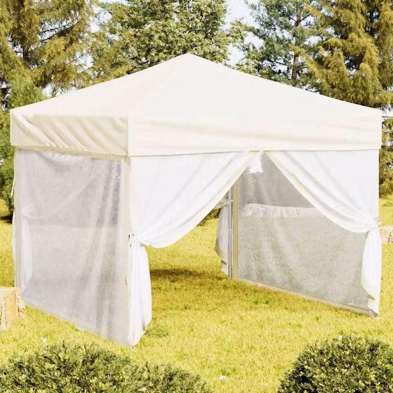 vidaXL Tenda per Feste Pieghevole con Pareti Laterali Beige L: 300 cm, P: 300 cm, H: 245 cm