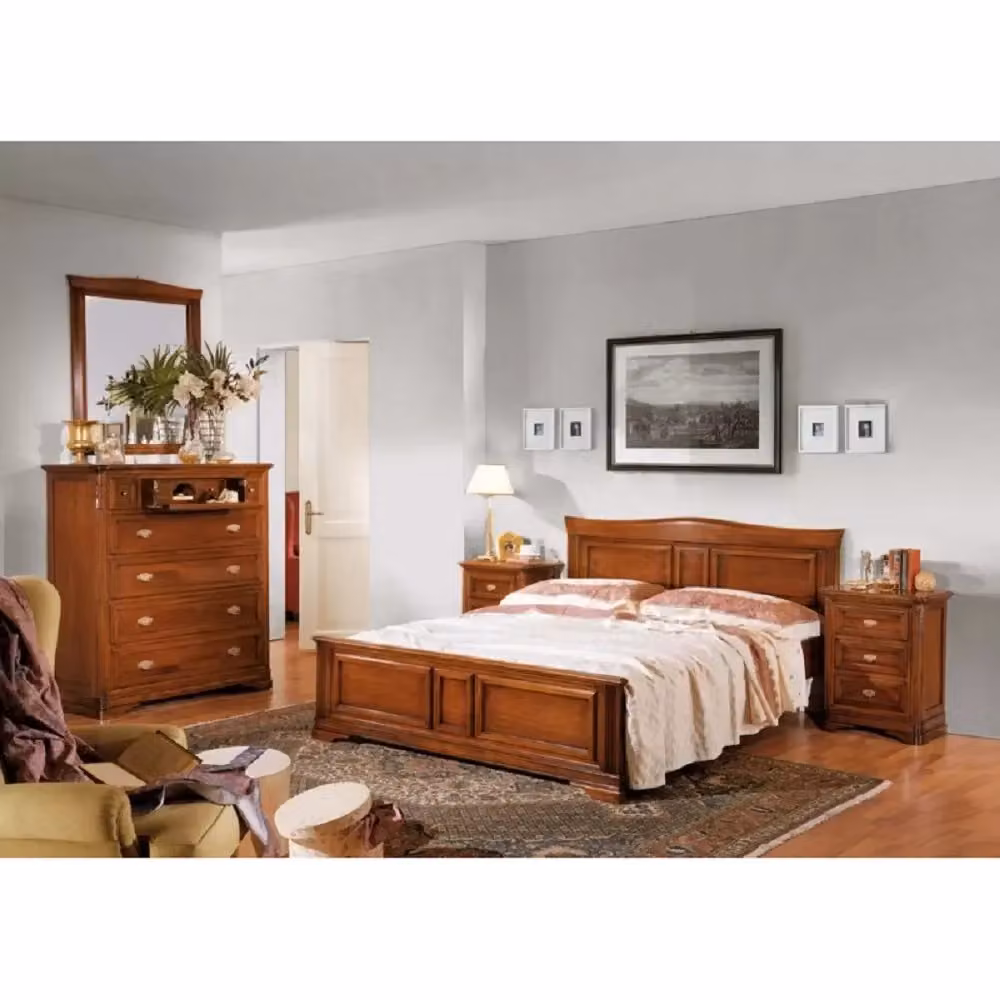 Letto matrimoniale sagomato in legno massello Mobili 2G colore noce L: 176 cm, P: 210 cm, H: 125 cm – 2