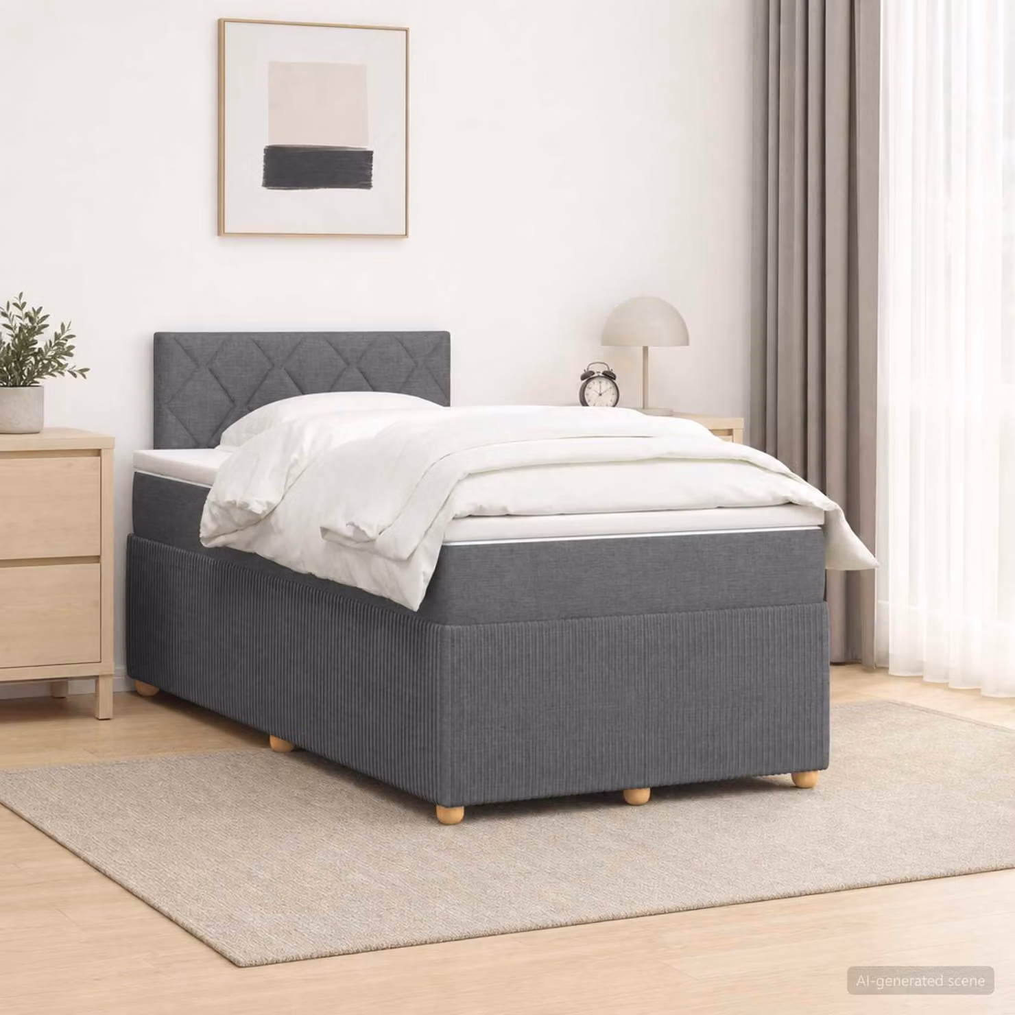 Maison Exclusive - Letto boxspring con materasso grigio scuro 120 x 190 cm tessuto