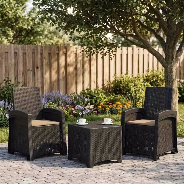 Sedia da giardino reclinabile effetto rattan 2 pz PP 8012018