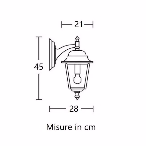 Applique da parete a lanterna Nizza Moretti nera per esterno con vetro trasparente e attacco E27, H: 52 cm, L: 28 cm, P: 21 cm – 2