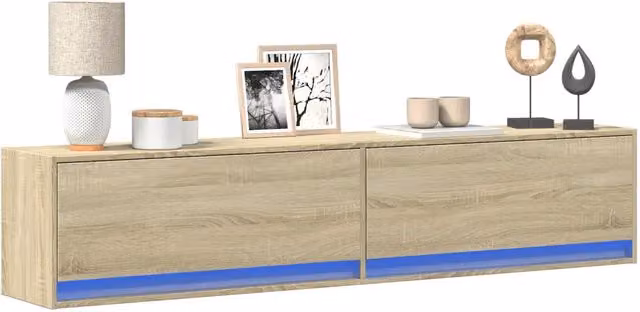 Mobile TV da parete con illuminazione LED vidaXL in rovere color marrone L: 180 cm, P: 31 cm, H: 38 cm