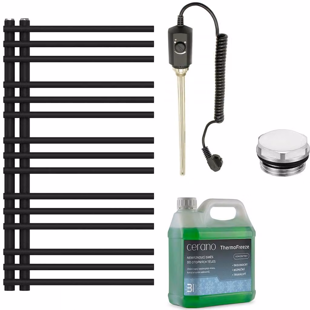 Kit radiatore elettrico da bagno Burke - L/P - 300W - nero opaco - 900x500 mm