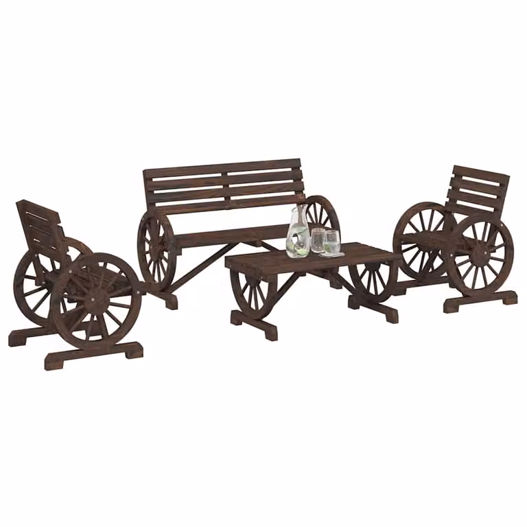 vidaXL Set Salotto da Giardino 4 pz in Legno di Abete Marrone con Cuscini
