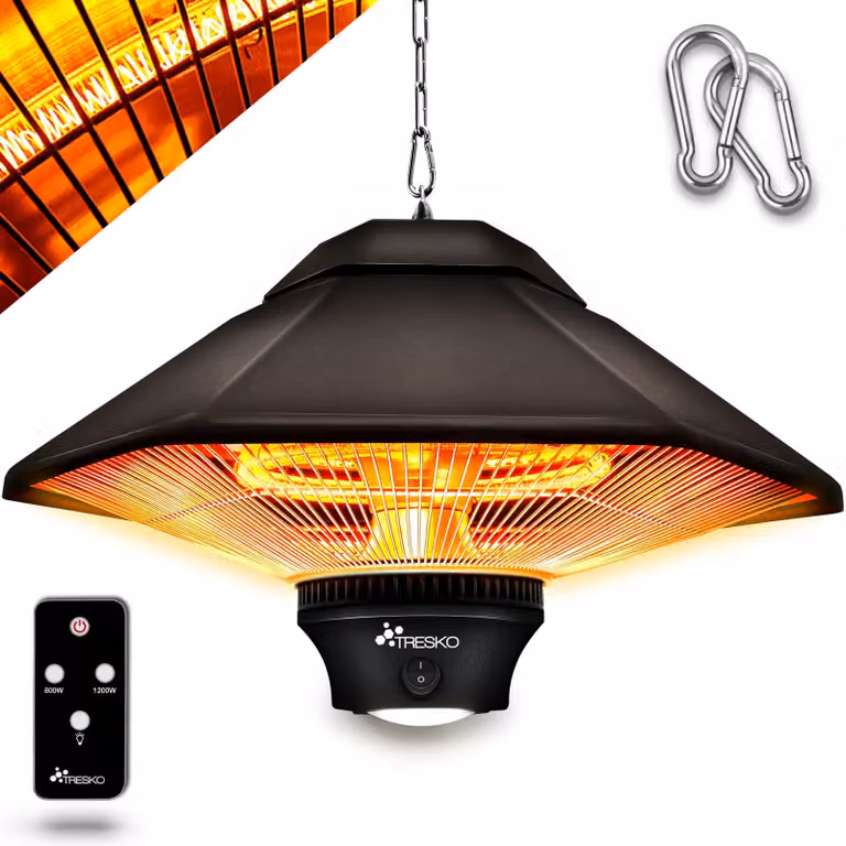 Riscaldatore a soffitto per ambienti esterni - 1200 Watt - Riscaldatore a infrarossi - Elettrico - Colore bronzo - Tubo in carbonio