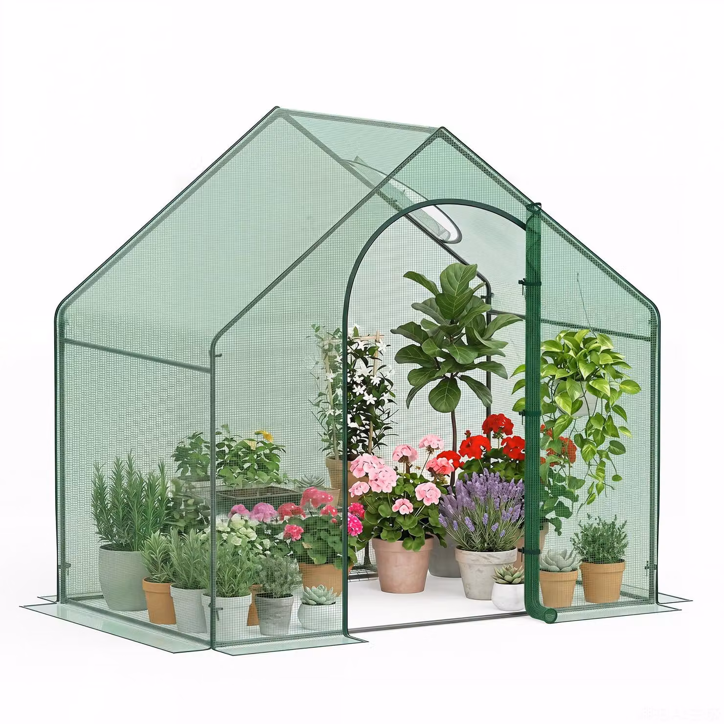 KOMFOTTEU, serra da giardino 180 x 100 x 168 cm, serra per pomodori con struttura in metallo e copertura in PE, serra a tunnel con porta con cerniera e finestre, tenda per l'inverno per giardino, terrazza, aree verdi