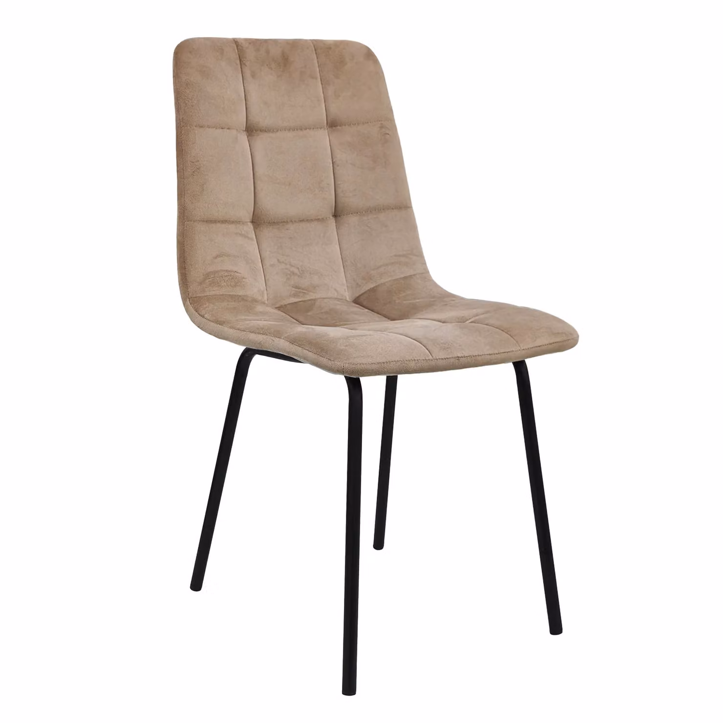 Sedia Imbottita VESTIAMO CASA con Gambe in Metallo, Colore Tortora, H 85 x L 44 x P 40 cm – 1