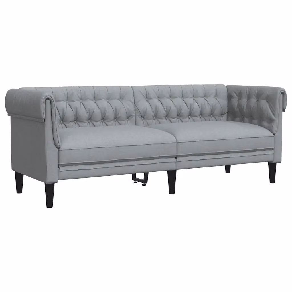 Divano Chesterfield a 3 posti vidaXL in tessuto grigio con struttura in legno massiccio L: 201,5 cm, P: 74,5 cm, H: 74,5 cm – 2