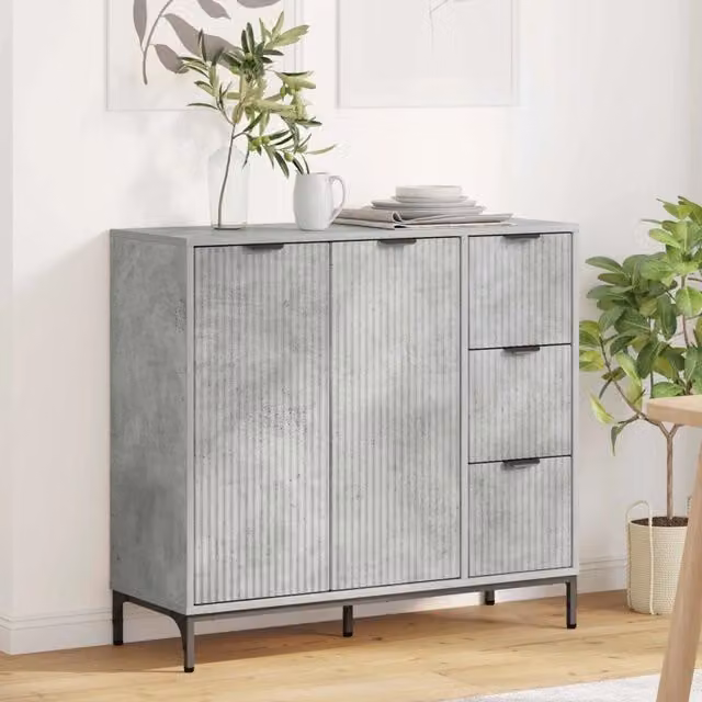 Credenza moderna vidaXL in legno MDF grigio opaco L: 89,5 cm, P: 33 cm, H: 82 cm