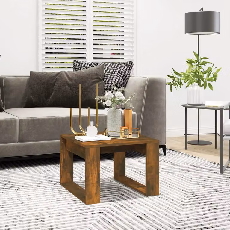 Tavolino Quadrato vidaXL in Legno Rovere Fumo, L 50 x P 50 x H 35 cm