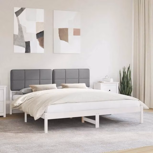 Letto con Testiera Rivestita-Struttura Letto con Testiera Grigio chiaro 120 x 200 cm 837033