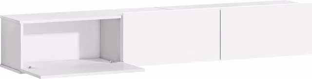 Mobile Porta TV Sospeso HOMCOM Bianco Lucido con 3 Armadietti a Ribalta e Ante Soft Close per Schermi fino a 82 pollici