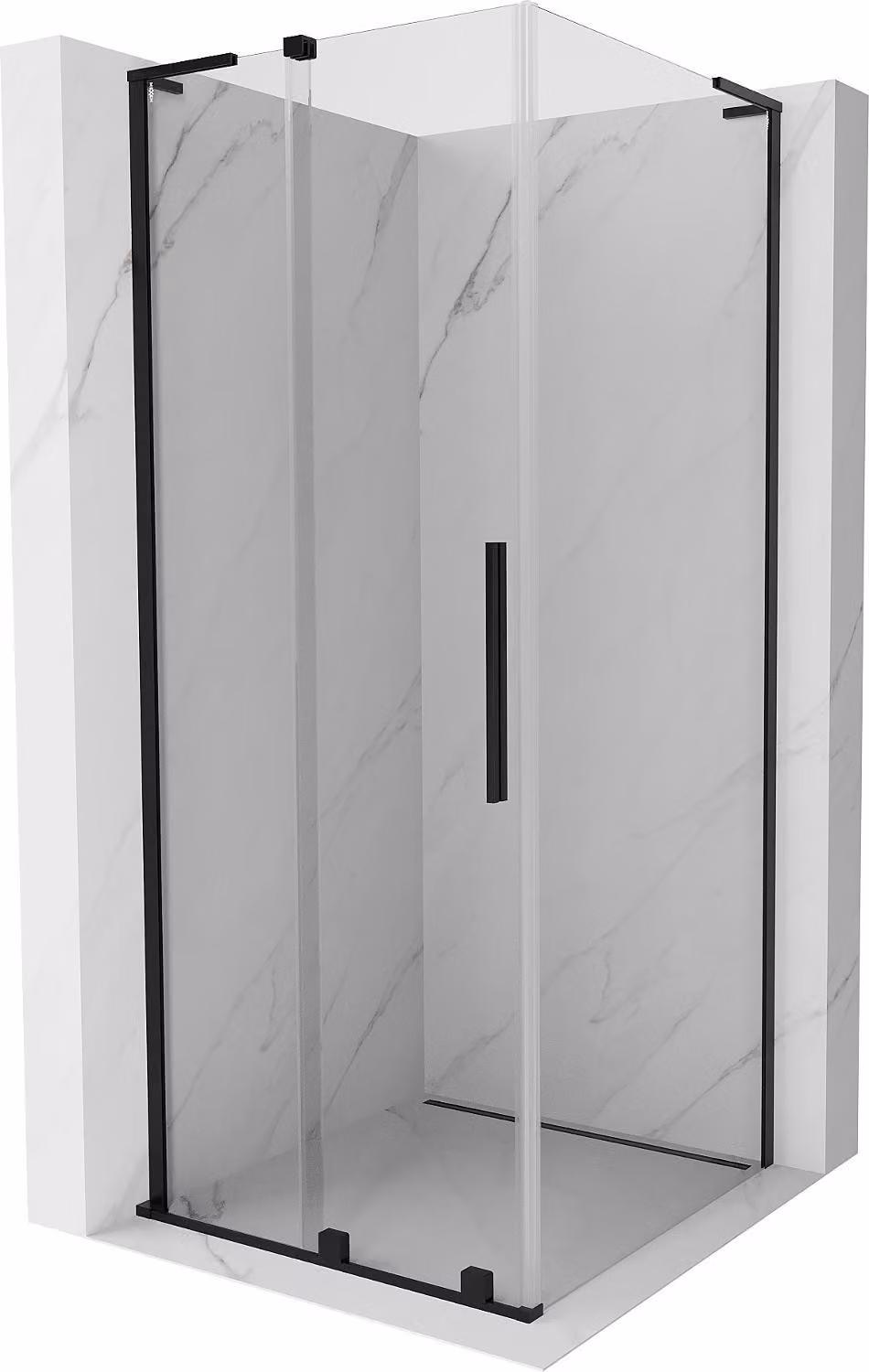 Mexen Velar L cabina doccia scorrevole 120 x 120 cm, trasparente, nera- 871-120-120-03-70