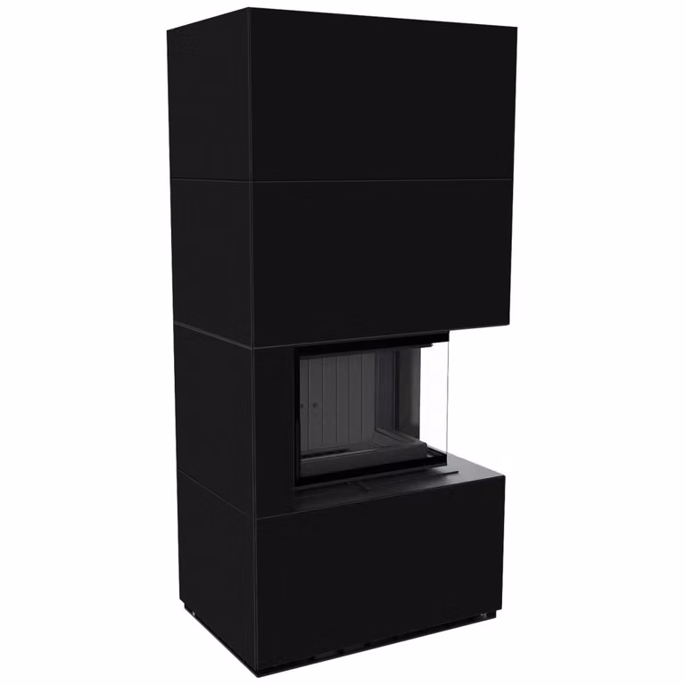 KRATKI FLOKI BOX Kit camino destro 8 kW Ø 160 quarzo sinterizzato NERO ASSOLUTO rivestimento nero