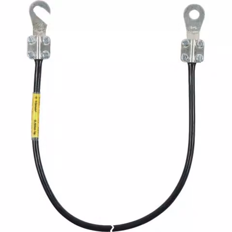Cavo di terra Dehn, sezione 10mm², lunghezza 1,5 metri, leggero, con 1 connettore a morsetto (D)M10 e (B)M8/10, codice prodotto 410416