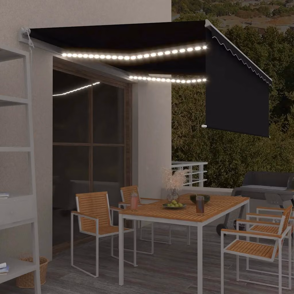 vidaXL Tenda Automatica con Parasole e Sensore Vento, Colore Antracite e Bianco, L 4,5 x P 3 m
