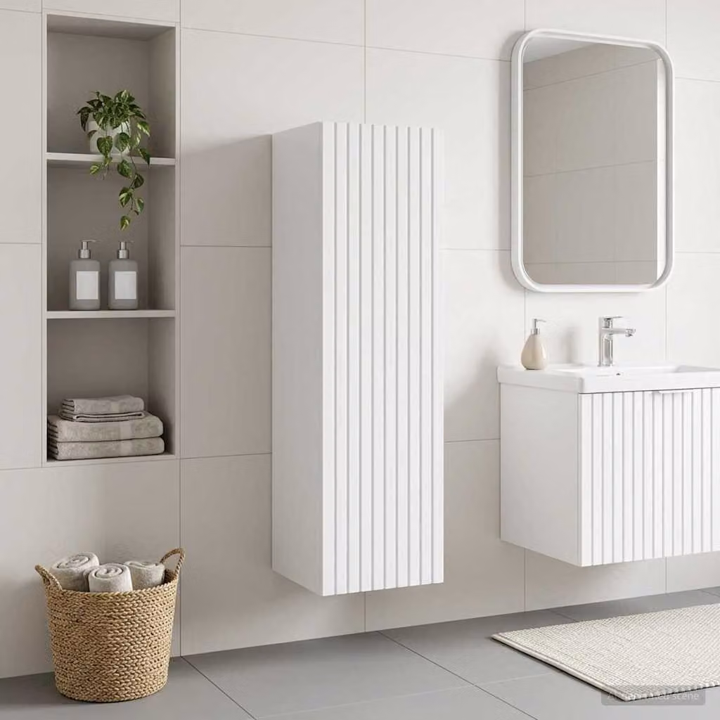 Mobiletto da bagno a muro vidaXL Bianco Lucido L: 33 cm, P: 34,5 cm, H: 60 cm