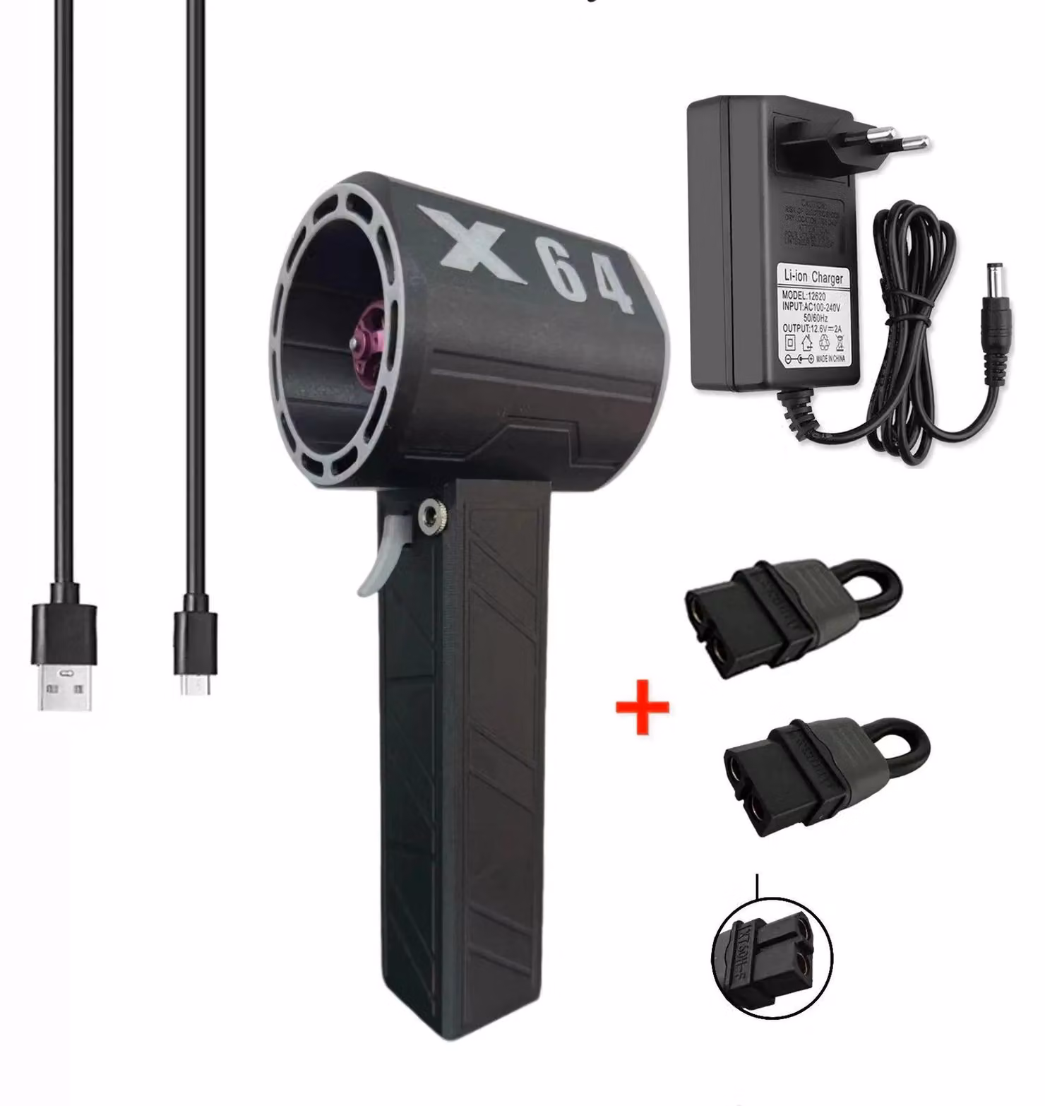 Ventilatore turbo - Asciugacapelli - Soffiatore d'aria - Mini ventilatore - Compatto - Motore brushless - Batteria da 8000 mAh