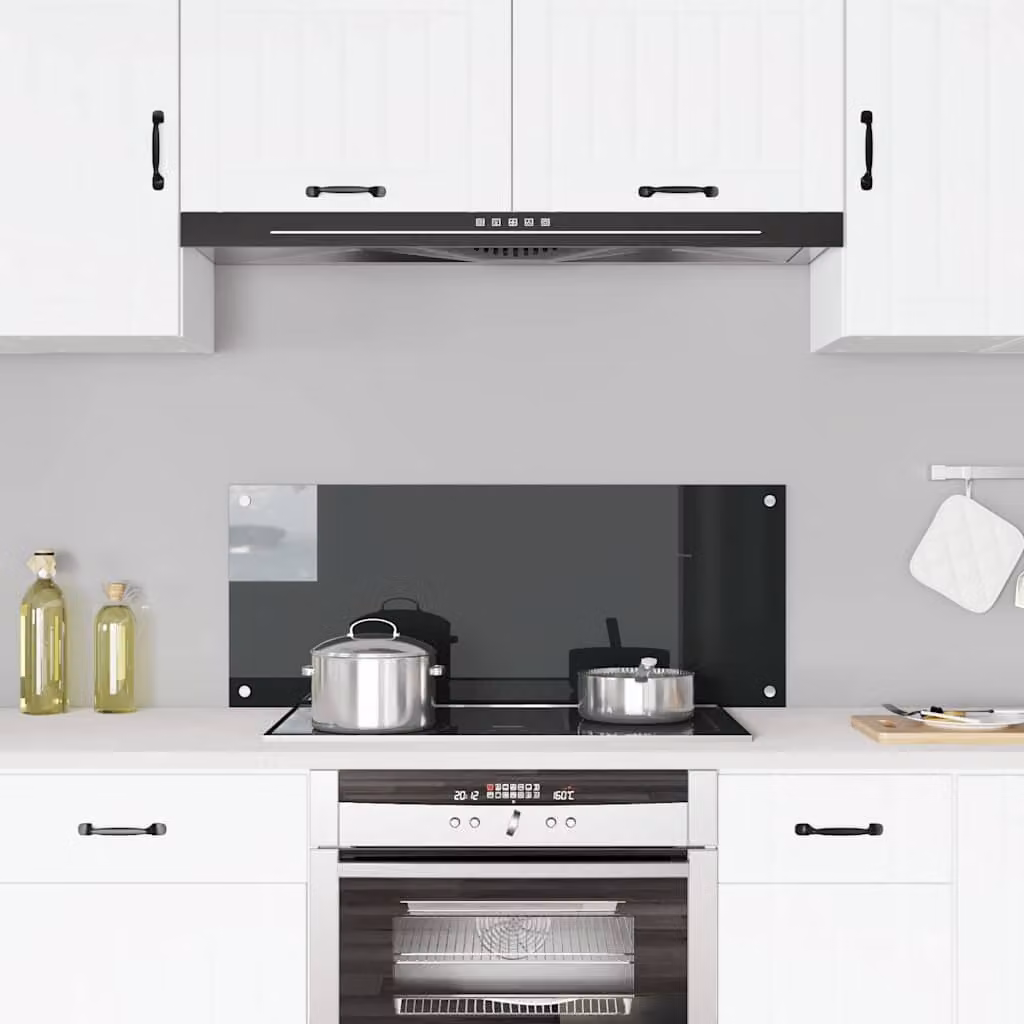 Paraschizzi per cucina vidaXL in vetro temperato nero L: 100 cm, H: 40 cm