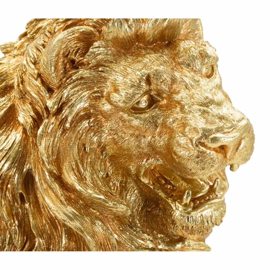 Statua leone Shant Vikasa Home in resina dorata per decorazione da tavolo – 2