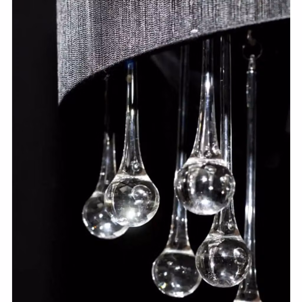 Lampadario a soffitto in cristallo e metallo nero HELLOSHOP26 con design industriale per soggiorno, luce bianca calda, L: 45 cm, P: 50 cm – 2