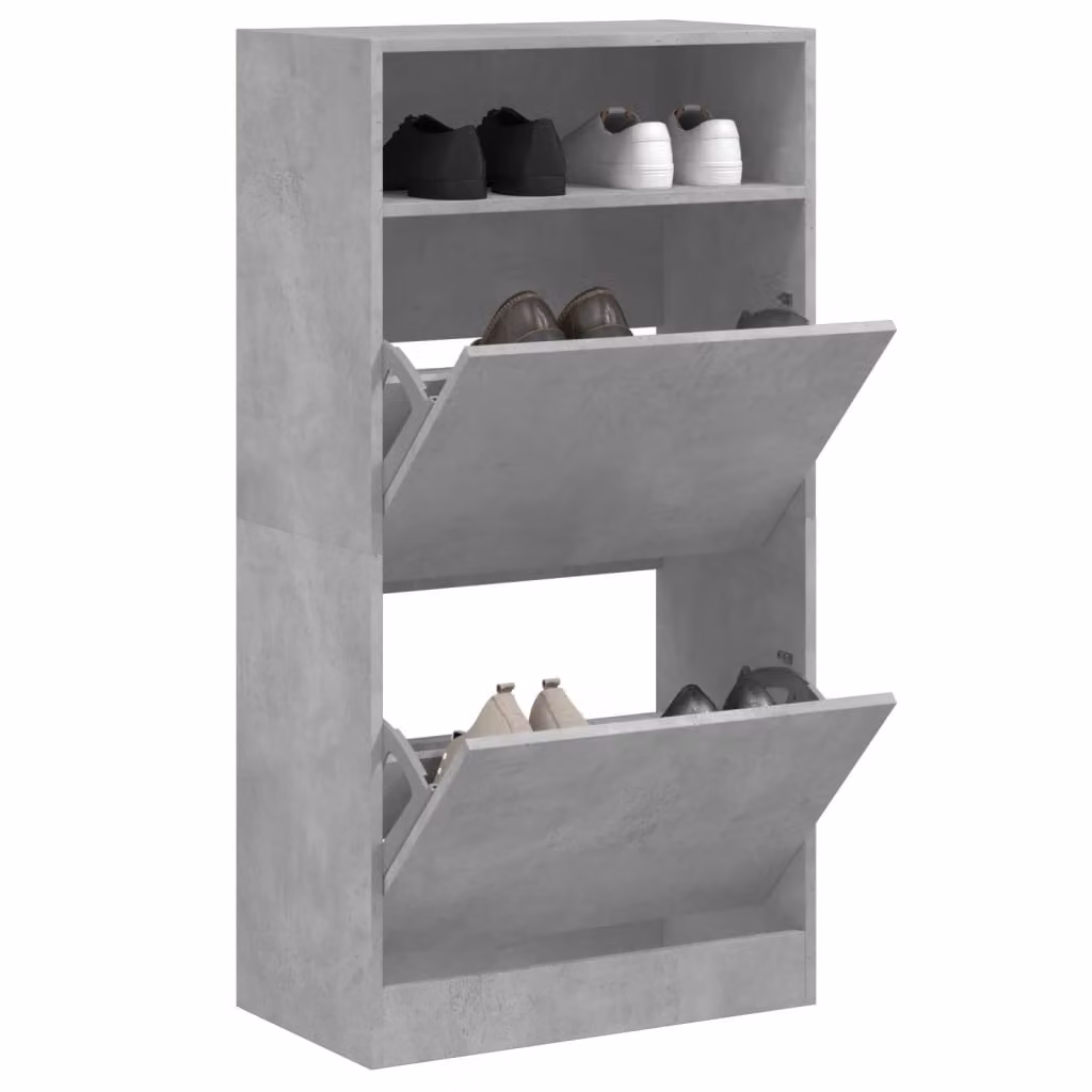 Scarpiera moderna vidaXL in legno grigio con scomparti basculanti L: 60 cm, P: 34 cm, H: 116 cm
