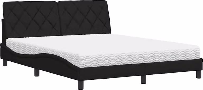 Letto con materasso nero 160x200 cm in tessuto