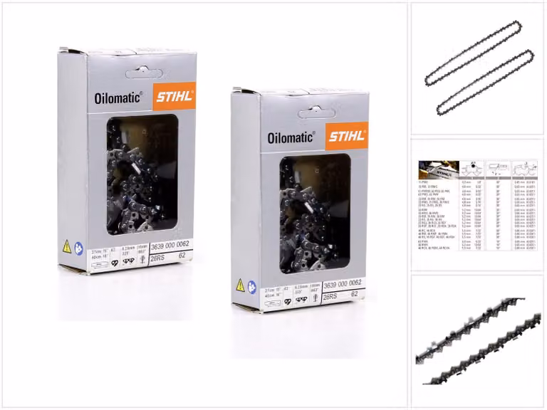 2 catene per motosega STIHL Oilomatic, passo .325", modello Rapid Super, con spessore dell'elemento di trazione di 1,6 mm - lunghezza 37 cm (codice: 3639 000 0062)