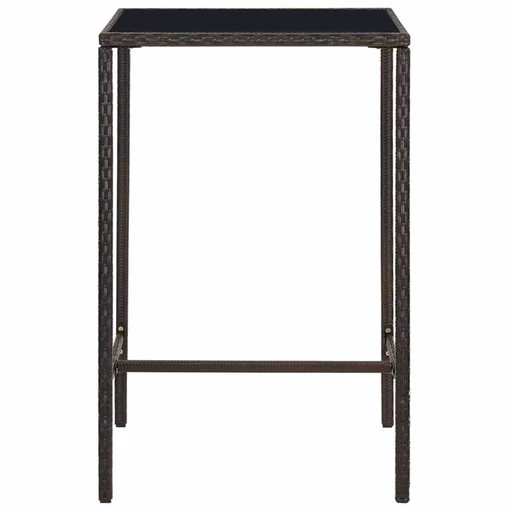 Tavolo da Bar da Giardino Marrone 70x70x110 cm Polyrattan Vetro