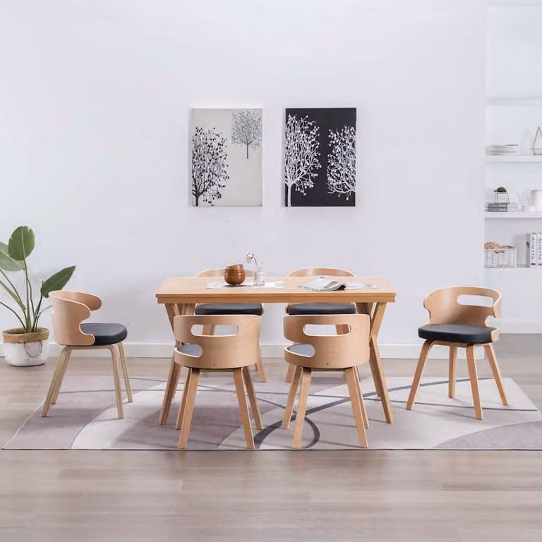 Set di 6 sedie da pranzo vidaXL in legno e similpelle color crema per cucina e sala da pranzo