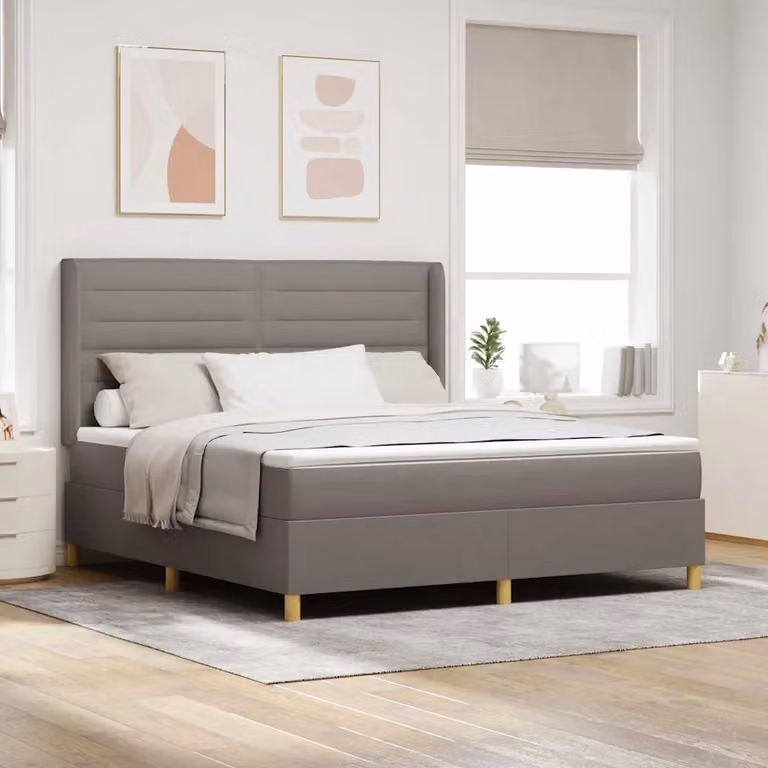 Letto a molle con testiera Talpa vidaXL in tessuto e legno, L/P: 180 x 200 cm