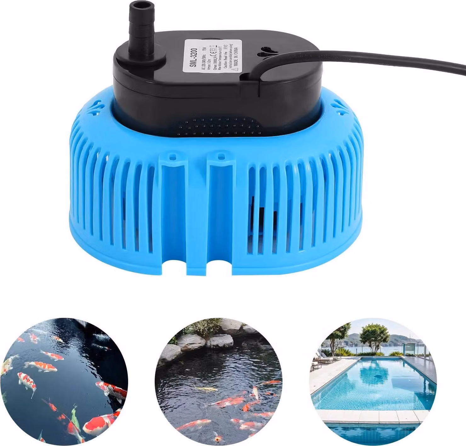Pompa per copertura piscina - Pompa sommersa per svuotamento - 75 W - Prevalenza max. 3,2 m - Spina UE 220 V - Blu